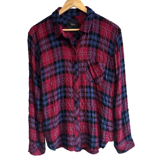 Rails Brady Button Down Shirt Mulberry Teal Blue M - Picture 2 of 12